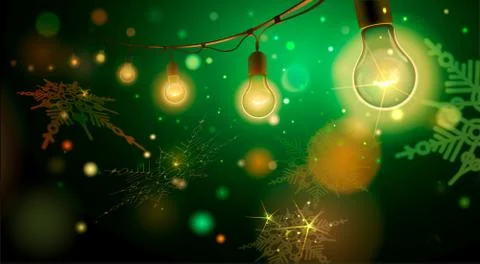 Vector illustration of beautiful background with handmade lighting garland .. Stock Illustration