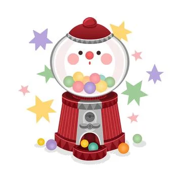 Vector Illustration of Beautiful Gumball Machine with cute ball Ilustração Stock