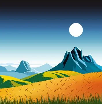 Vector illustration of a beautiful mountain landscape Stock Illustration