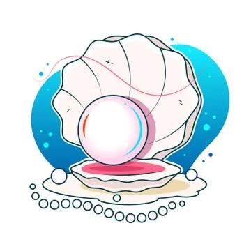 Vector illustration of a beautiful pearl in a shell 스톡 일러스트