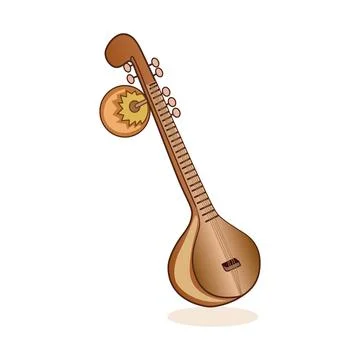 Vector Illustration of Beautiful Sitar Classical Music Instrument Stock Illustration