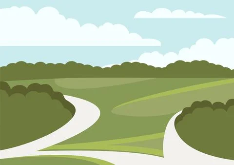 Vector illustration of beautiful summer fields landscape. Springtime panorama Illustrazione stock