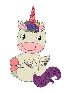 Vector illustration beautiful unicorn is doing the smiling Stock Illustration