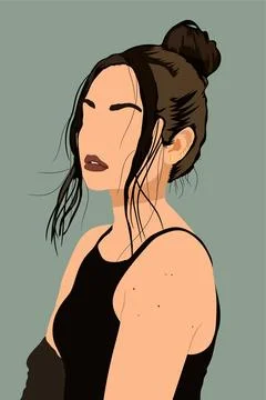 Vector illustration of beautiful without face girl. Stock Illustration