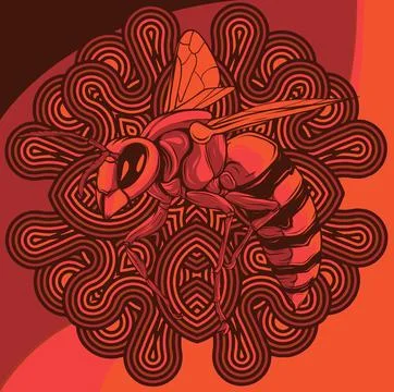 Vector illustration of Bee with decoration design Stock Illustration