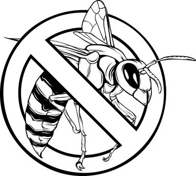 Vector illustration of Bee outline black and white Stock Illustration