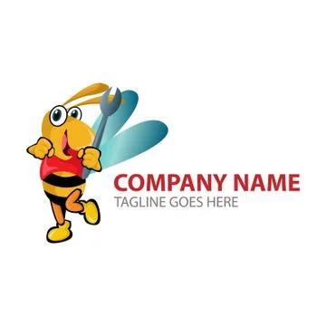 Vector Illustration Bee with wrench in right hand logo Stock Illustration