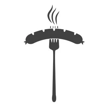 Vector illustration of beer appetizer icon. Sausage and fork on Stock-Illustration