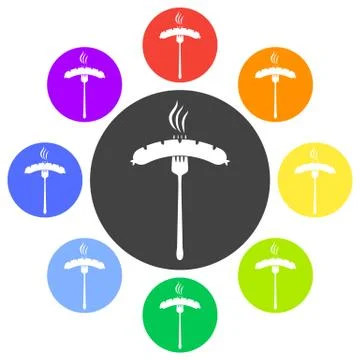 Vector illustration of beer appetizer icon. Sausage and fork on Stock-Illustration