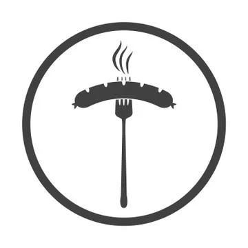 Vector illustration of beer appetizer icon. Sausage and fork on Stock Illustration