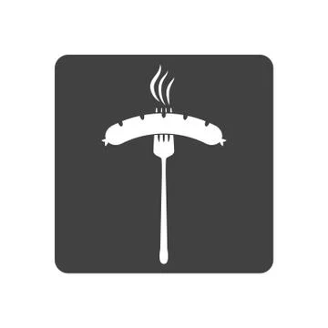 Vector illustration of beer appetizer icon. Sausage and fork on Stock Illustration