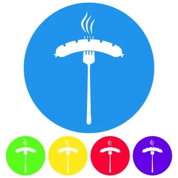 Vector illustration of beer appetizer icon. Sausage and fork on Stock Illustration