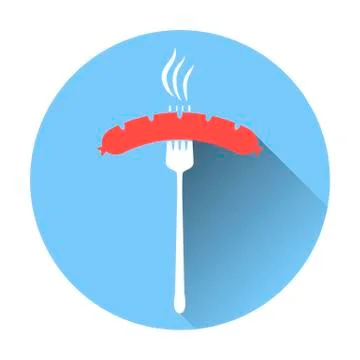 Vector illustration of beer appetizer icon. Sausage and fork on Stock-Illustration