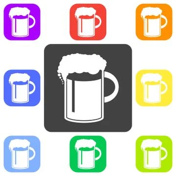 Vector illustration of beer in mug icon. Flat design style butto Stock-Illustration