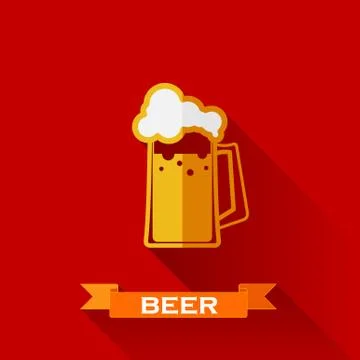 Vector illustration with beer pint icon in flat design style Stock Illustration