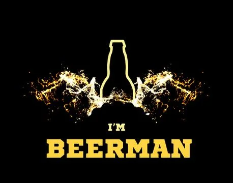 Vector illustration of a beerman with beer wings in the form of splashes and a Stock Illustration