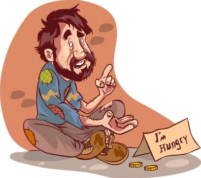Vector illustration of a beggar Stock Illustration