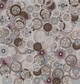 Vector illustration beige background with color gears Stock Illustration