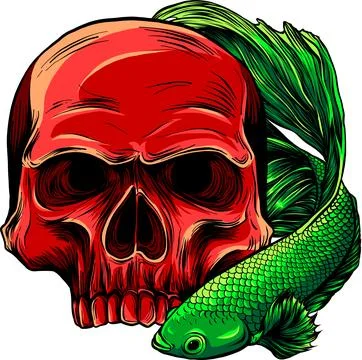 Vector illustration of betta fish on white background. digital draw Stock Illustration