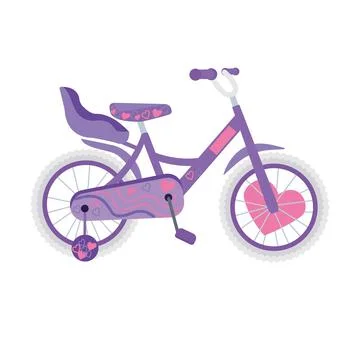 Vector illustration of bicycle girls, bike, wheel, transportation type. Flat Stock Illustration