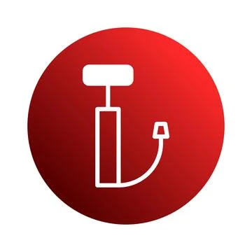 Vector illustration of a bicycle pump icon on a red circle gradient backgro.. Illustration