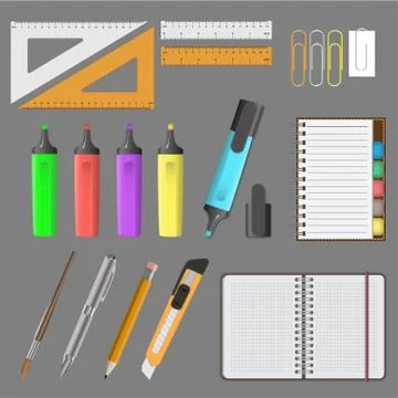 Vector illustration of big office set Stock Illustration