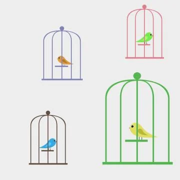 Vector illustration bird in a cage Stock Illustration