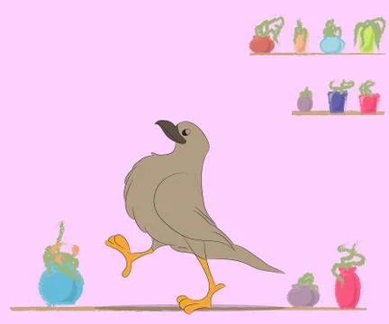 Vector illustration of a bird in nature Stock Illustration