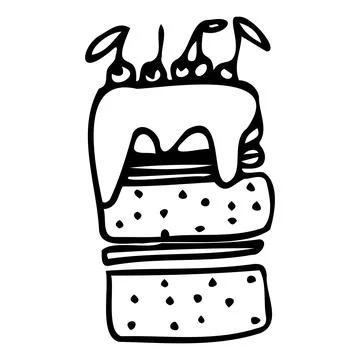 Vector illustration of birthday cake with cherry Illustrazione stock
