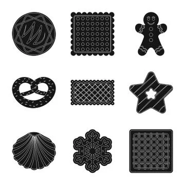 Vector illustration of biscuit and bake logo. Set of biscuit and chocolate stock Illustrazione stock