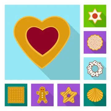 Vector illustration of biscuit and bake symbol. Collection of biscuit and Stock Illustration