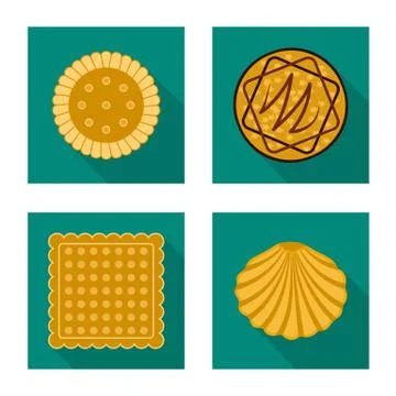 Vector illustration of biscuit and bake symbol. Set of biscuit and chocolate Stock Illustration
