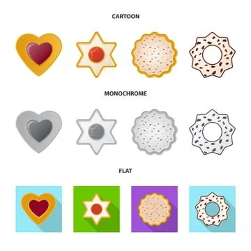 Vector illustration of biscuit and bake symbol. Collection of biscuit and Stock Illustration