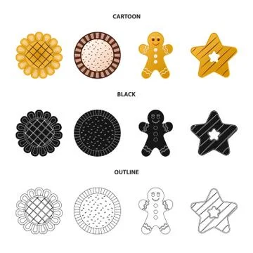 Vector illustration of biscuit and bake sign. Collection of biscuit and Stock Illustration
