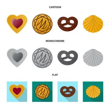 Vector illustration of biscuit and bake sign. Collection of biscuit and Stock Illustration