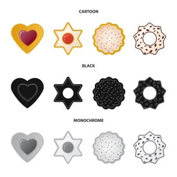 Vector illustration of biscuit and bake symbol. Collection of biscuit and Stock Illustration