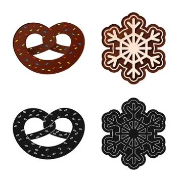 Vector illustration of biscuit and bake sign. Set of biscuit and chocolate Stock Illustration