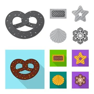 Vector illustration of biscuit and bake sign. Set of biscuit and chocolate stock Stock Illustration
