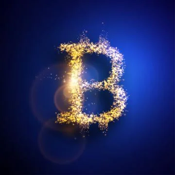 Vector illustration of Bitcoin. Light particles composition. Stock Illustration