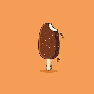Vector illustration of bite ice cream vanilla chocolate nuts Stock Illustration