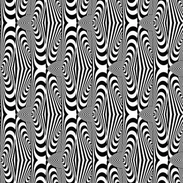 VECTOR ILLUSTRATION OF BLACK AND WHITE WARPED SHAPES. Stock Illustration