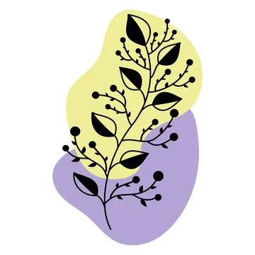 Vector illustration. Black and white plant on a colored background Stock Illustration