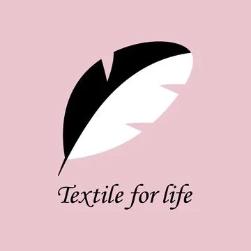 A Vector illustration of a black and white feather isolated on a pink backgro 스톡 일러스트