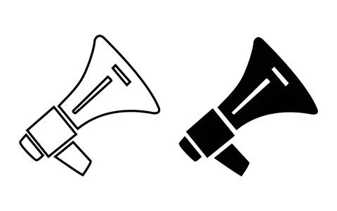 This is a vector illustration of a black and white megaphone Stock Illustration