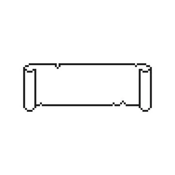 Vector illustration of black and white sketch of Pixel old scroll. Stock Illustration
