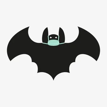Vector illustration of a black bat with mask Stock Illustration