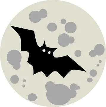 Vector illustration of a black bat on a yellow moon background Illustrazione stock