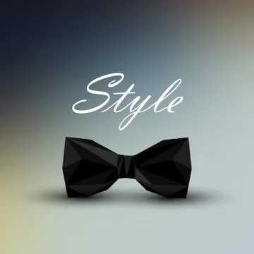 Vector illustration of a black bow tie in low-polygonal style. men fashion style Stock Illustration