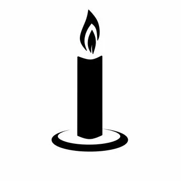 Vector illustration of black candle with burning candle. Stock Illustration