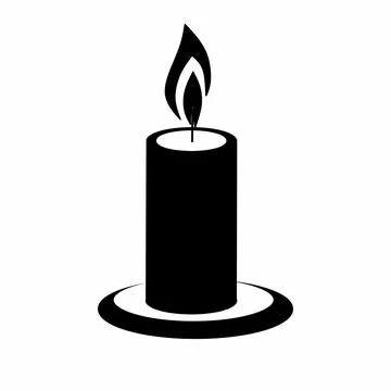Vector illustration of black candle with burning candle. Stock Illustration